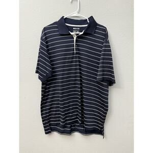 Adidas Polo Shirt Mens Large Blue Striped‎ Short Sleeve Climacool Performance